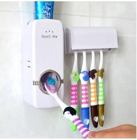 Toothpaste Dispenser Plus Toothbrush Holder